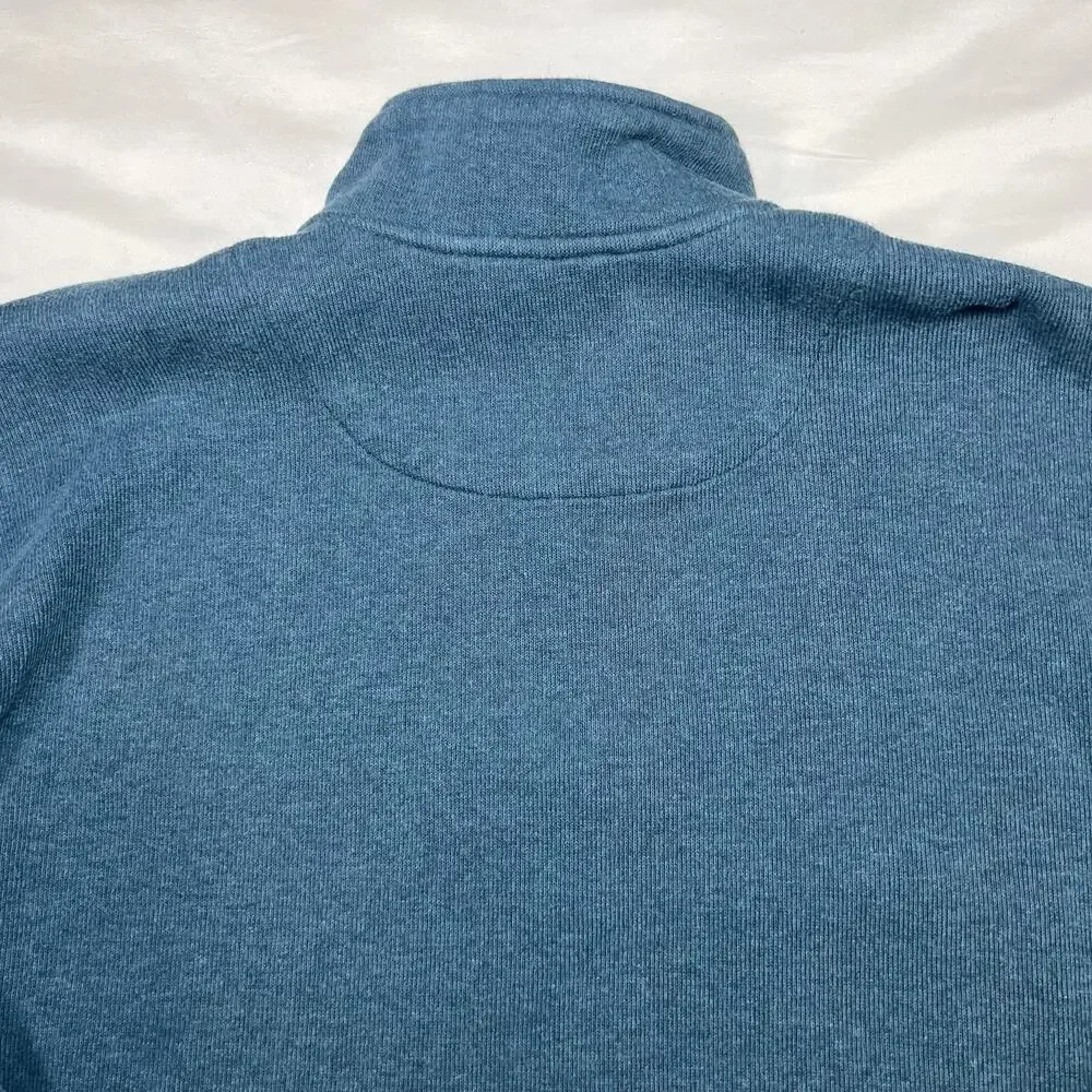 Orvis 1/4 Zip Pullover Mens Size L Teal Blue 100% Cotton Sweater Classic Casual